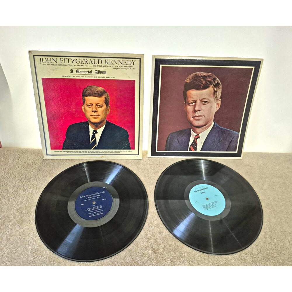 John F Kennedy JFK Memorial Vinyl LP Record Lot 1963 Speeches Premier Diplomat